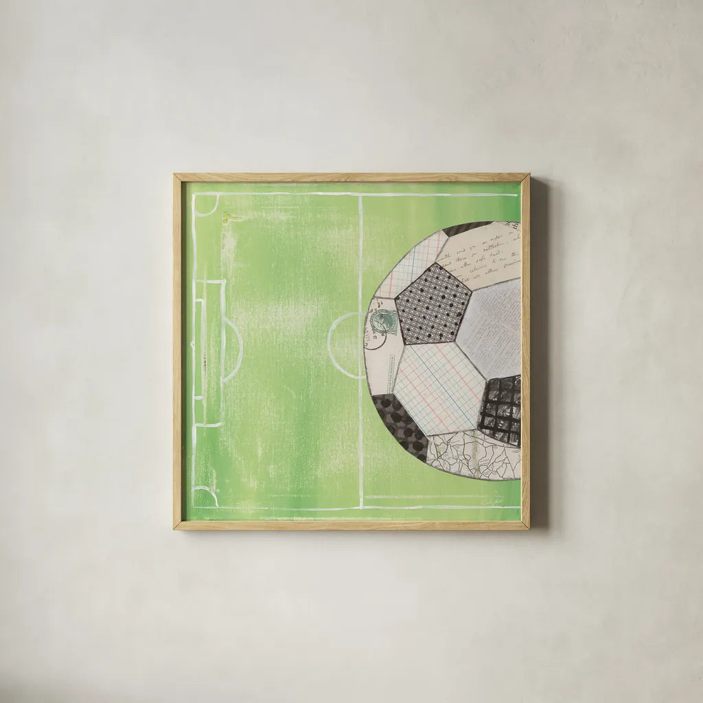 On the Field IV by Courtney Prahl. Shown in a natural wood glass frame for a timeless modern aesthetic. Available as an archival giclee rolled canvas, fine art paper, or poster print. SKU 31726a.