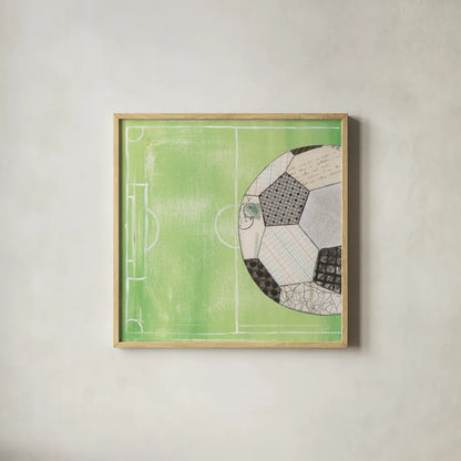 On the Field IV by Courtney Prahl. Shown in a natural wood glass frame for a timeless modern aesthetic. Available as an archival giclee rolled canvas, fine art paper, or poster print. SKU 31726a.