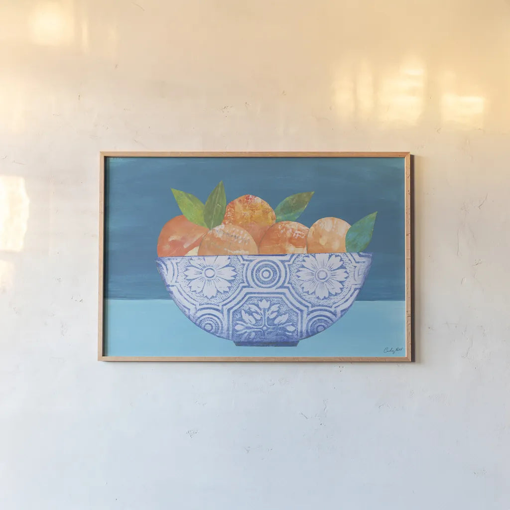 Orange Elegance by Courtney Prahl. shown as a paper print in a natural frame. Available as a archival giclee rolled canvas, fine art paper, or poster print. SKU 98525i.