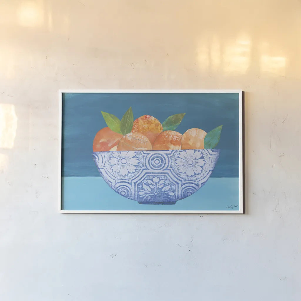 Orange Elegance by Courtney Prahl. shown as a paper print in a white frame. Available as a archival giclee rolled canvas, fine art paper, or poster print. SKU 98525i.