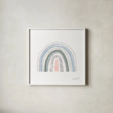 Pastel Rainbow VII by Courtney Prahl. Shown in a crisp white glass frame for a clean and minimalist style. Available as an archival giclee rolled canvas, fine art paper, or poster print. SKU 76380a.