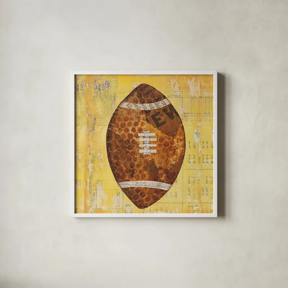 Play Ball II by Courtney Prahl. Shown in a crisp white glass frame for a clean and minimalist style. Available as an archival giclee rolled canvas, fine art paper, or poster print. SKU 13262a.