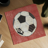 Play Ball III Red by Courtney Prahl. Shown as a detailed flat fine art print, highlighting archival giclee quality. Available as an archival giclee rolled canvas, fine art paper, or poster print. SKU 63512a.