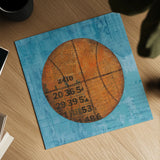 Play Ball IV Blue by Courtney Prahl. Shown as a detailed flat fine art print, highlighting archival giclee quality. Available as an archival giclee rolled canvas, fine art paper, or poster print. SKU 63513a.