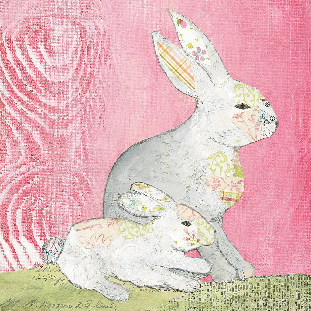 Rabbit Family Square by Courtney Prahl. SKU 52389a. Archival Giclee Fine art print for wall decor.