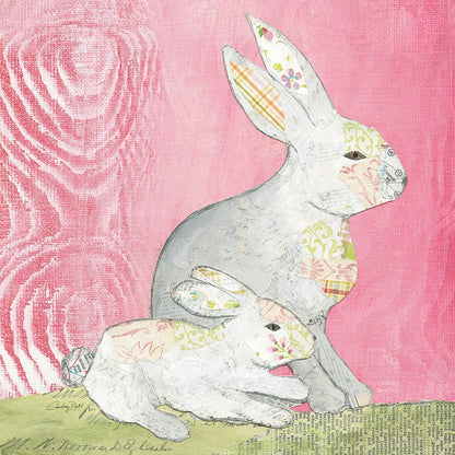 Rabbit Family Square by Courtney Prahl. SKU 52389a. Archival Giclee Fine art print for wall decor.