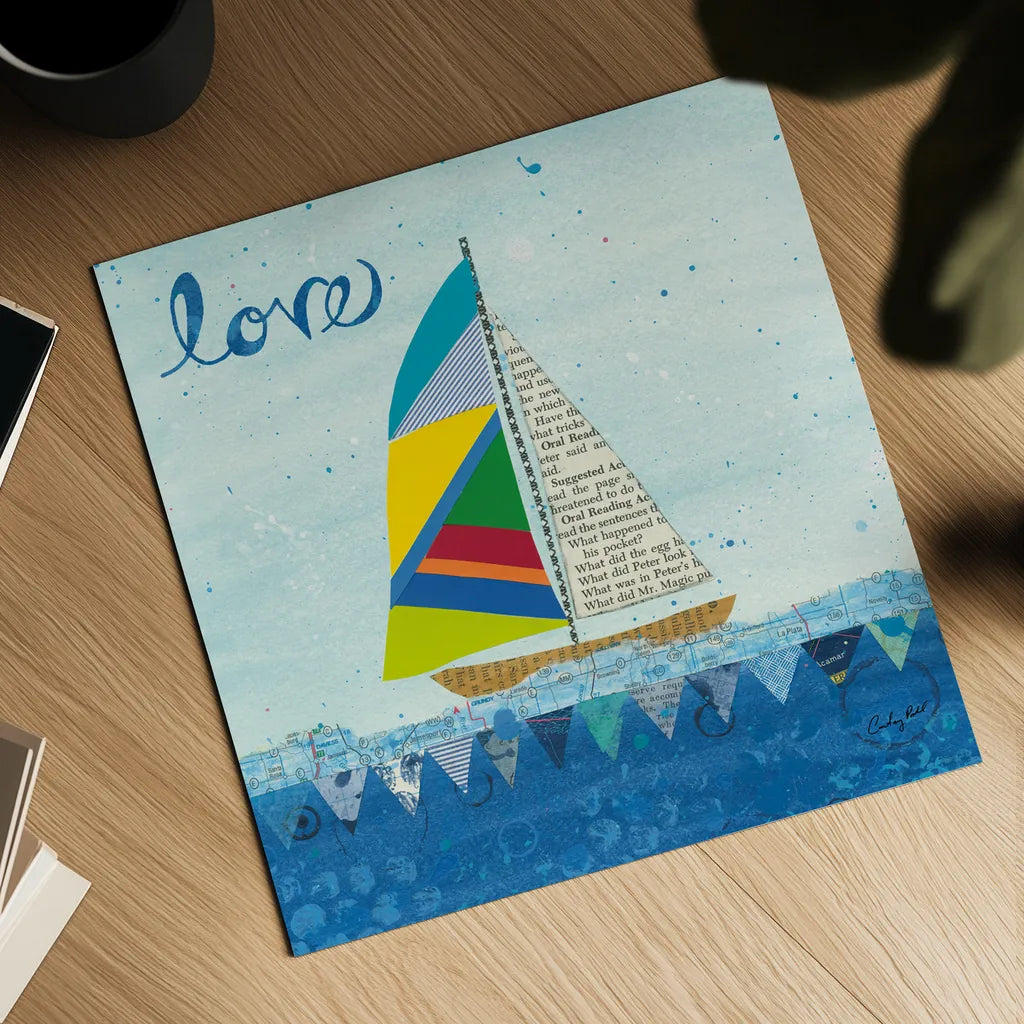 Rainbow Spinnakers I by Courtney Prahl. Shown as a detailed flat fine art print, highlighting archival giclee quality. Available as an archival giclee rolled canvas, fine art paper, or poster print. SKU 37516a.