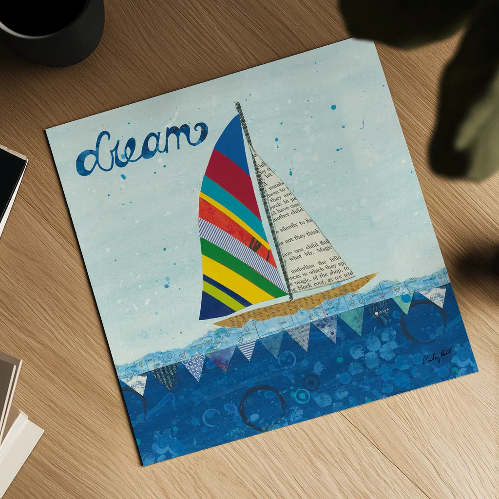 Rainbow Spinnakers II by Courtney Prahl. Shown as a detailed flat fine art print, highlighting archival giclee quality. Available as an archival giclee rolled canvas, fine art paper, or poster print. SKU 37517a.