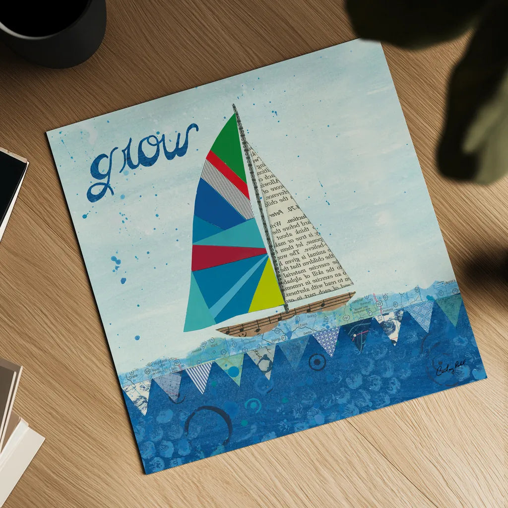 Rainbow Spinnakers III by Courtney Prahl. Shown as a detailed flat fine art print, highlighting archival giclee quality. Available as an archival giclee rolled canvas, fine art paper, or poster print. SKU 37518a.