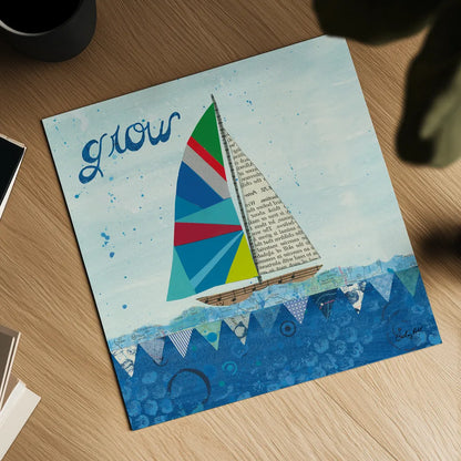 Rainbow Spinnakers III by Courtney Prahl. Shown as a detailed flat fine art print, highlighting archival giclee quality. Available as an archival giclee rolled canvas, fine art paper, or poster print. SKU 37518a.