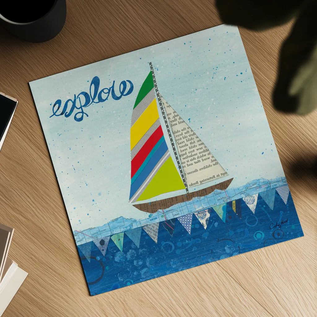 Rainbow Spinnakers IV by Courtney Prahl. Shown as a detailed flat fine art print, highlighting archival giclee quality. Available as an archival giclee rolled canvas, fine art paper, or poster print. SKU 37519a.