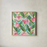 Rose Garden by Courtney Prahl. Shown in a natural wood glass frame for a timeless modern aesthetic. Available as an archival giclee rolled canvas, fine art paper, or poster print. SKU 91099a.