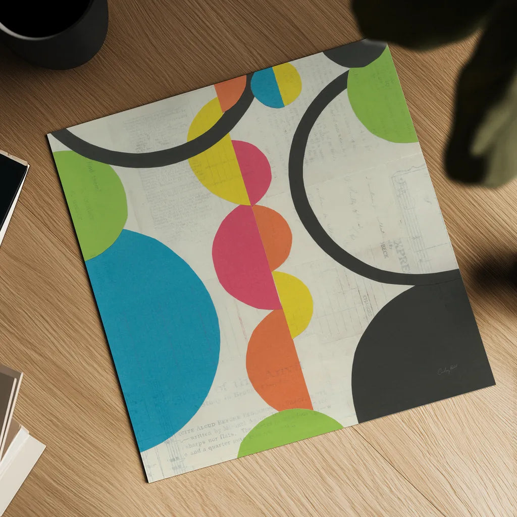 Roundabout I by Courtney Prahl. Shown as a detailed flat fine art print, highlighting archival giclee quality. Available as an archival giclee rolled canvas, fine art paper, or poster print. SKU 44172a.