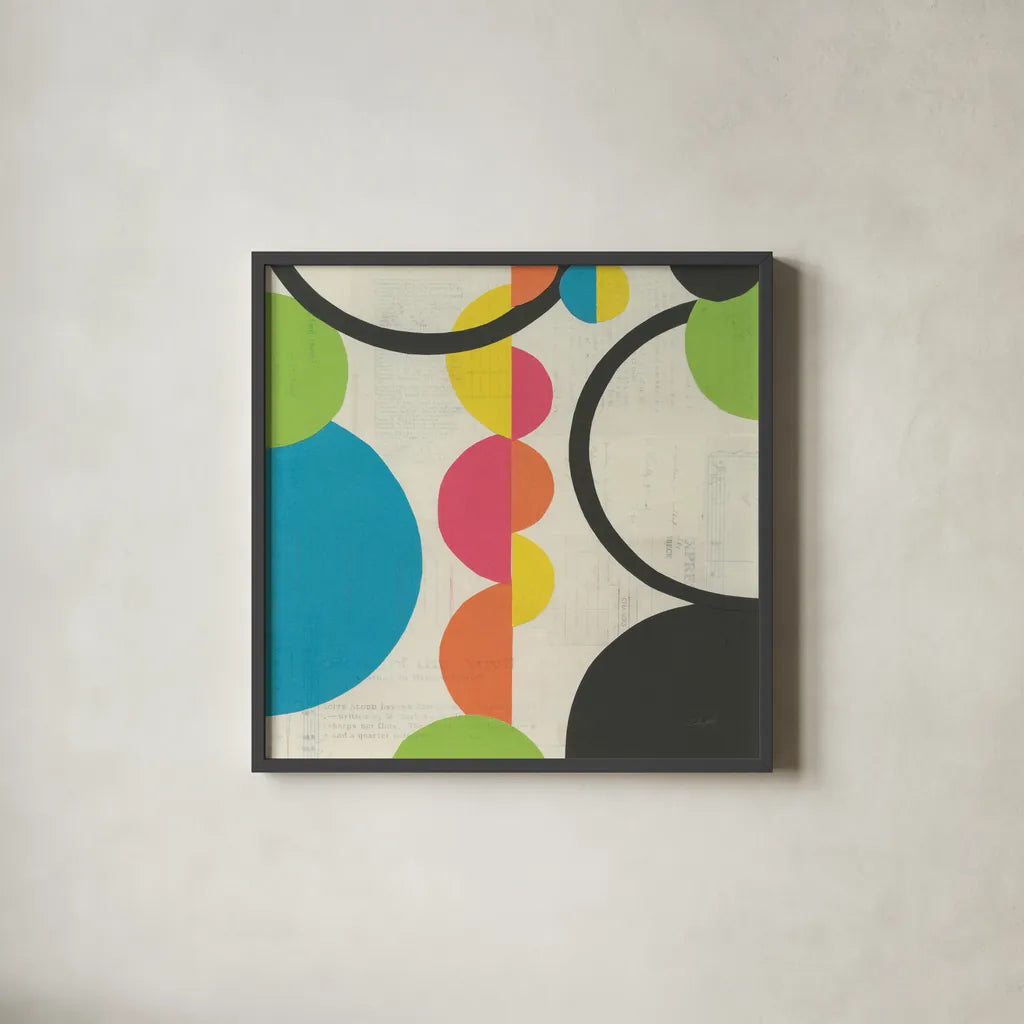 Roundabout I by Courtney Prahl. Shown in a sleek black glass frame for a contemporary gallery look. Available as an archival giclee rolled canvas, fine art paper, or poster print. SKU 44172a.