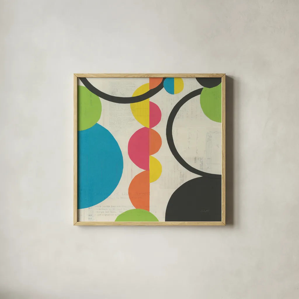 Roundabout I by Courtney Prahl. Shown in a natural wood glass frame for a timeless modern aesthetic. Available as an archival giclee rolled canvas, fine art paper, or poster print. SKU 44172a.
