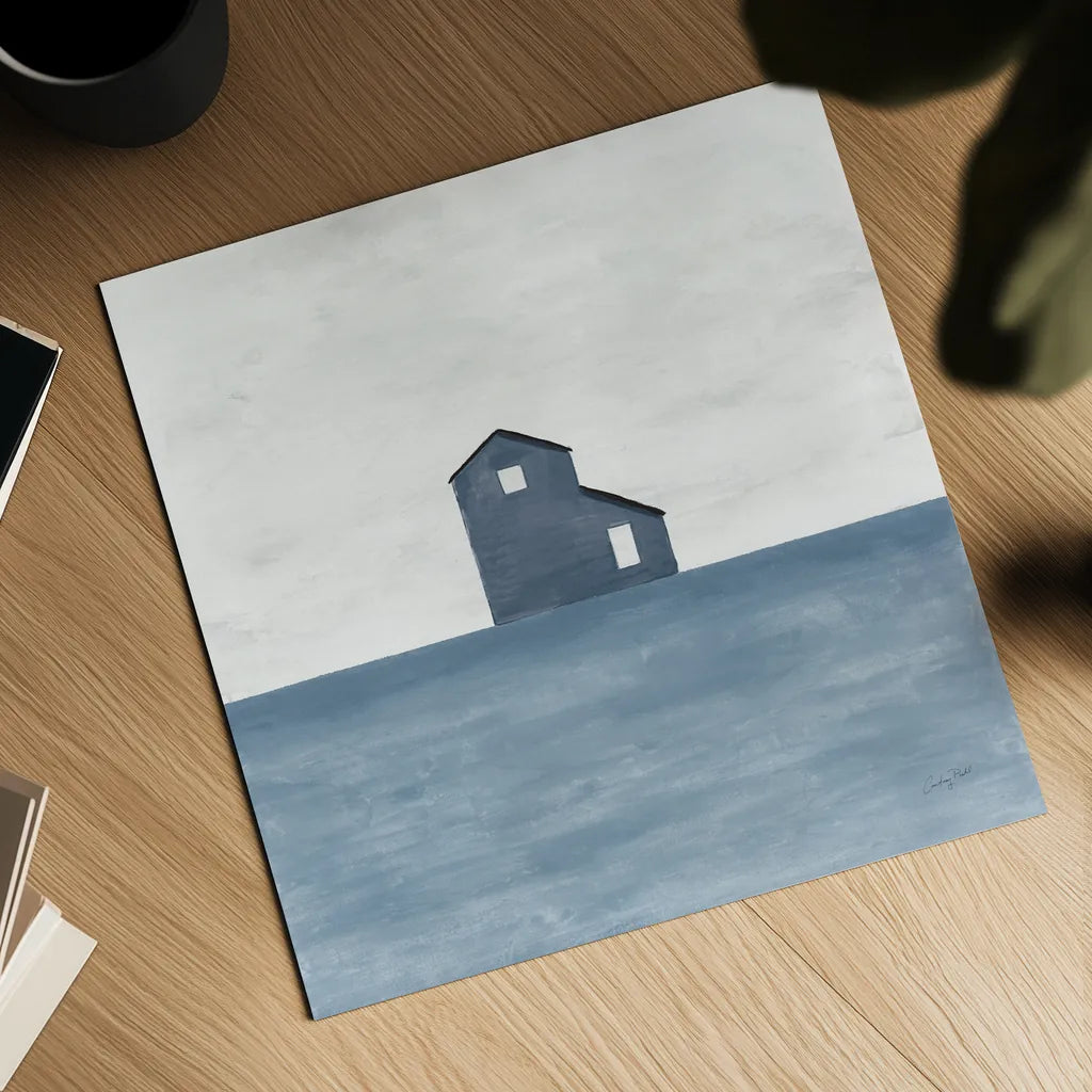 Rural Simplicity I Blue by Courtney Prahl. Shown as a detailed flat fine art print, highlighting archival giclee quality. Available as an archival giclee rolled canvas, fine art paper, or poster print. SKU 80506a.