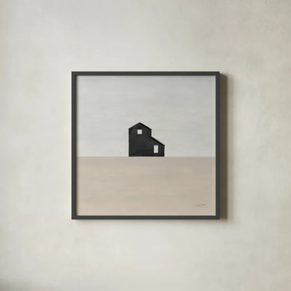 Rural Simplicity I Neutral by Courtney Prahl. Shown in a sleek black glass frame for a contemporary gallery look. Available as an archival giclee rolled canvas, fine art paper, or poster print. SKU 80508a.
