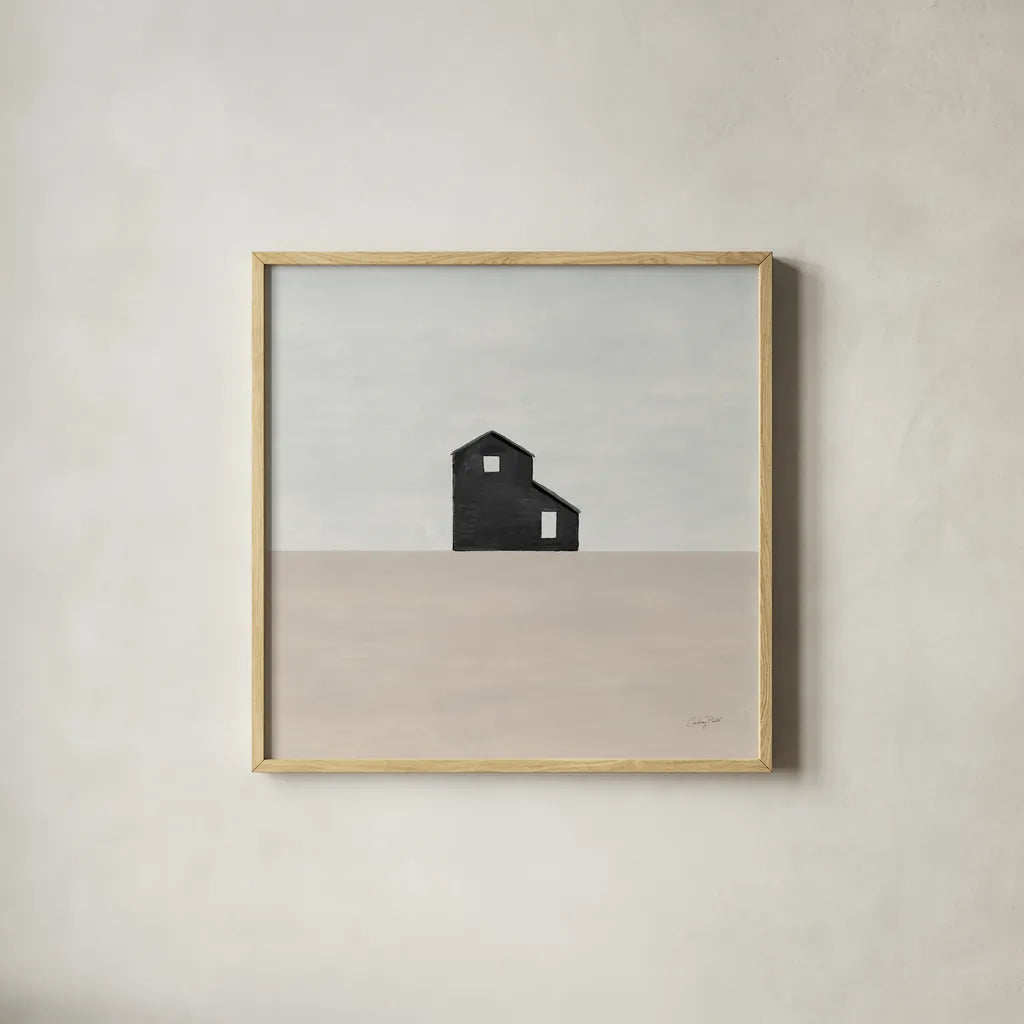 Rural Simplicity I Neutral by Courtney Prahl. Shown in a natural wood glass frame for a timeless modern aesthetic. Available as an archival giclee rolled canvas, fine art paper, or poster print. SKU 80508a.
