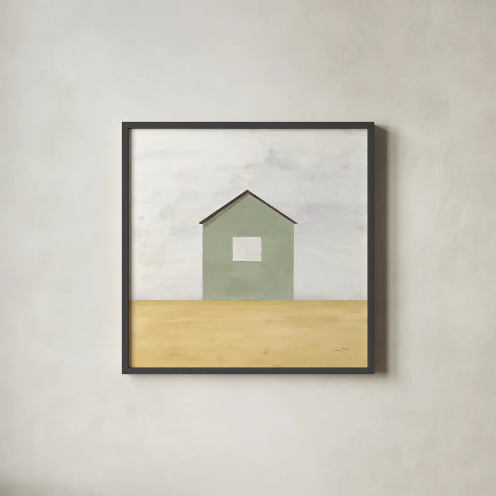 Rural Simplicity II by Courtney Prahl. Shown in a sleek black glass frame for a contemporary gallery look. Available as an archival giclee rolled canvas, fine art paper, or poster print. SKU 74101a.