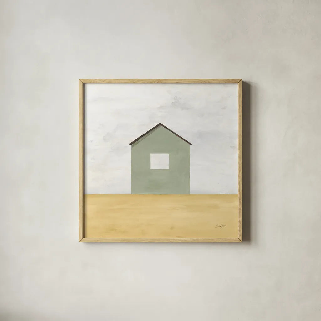 Rural Simplicity II by Courtney Prahl. Shown in a natural wood glass frame for a timeless modern aesthetic. Available as an archival giclee rolled canvas, fine art paper, or poster print. SKU 74101a.