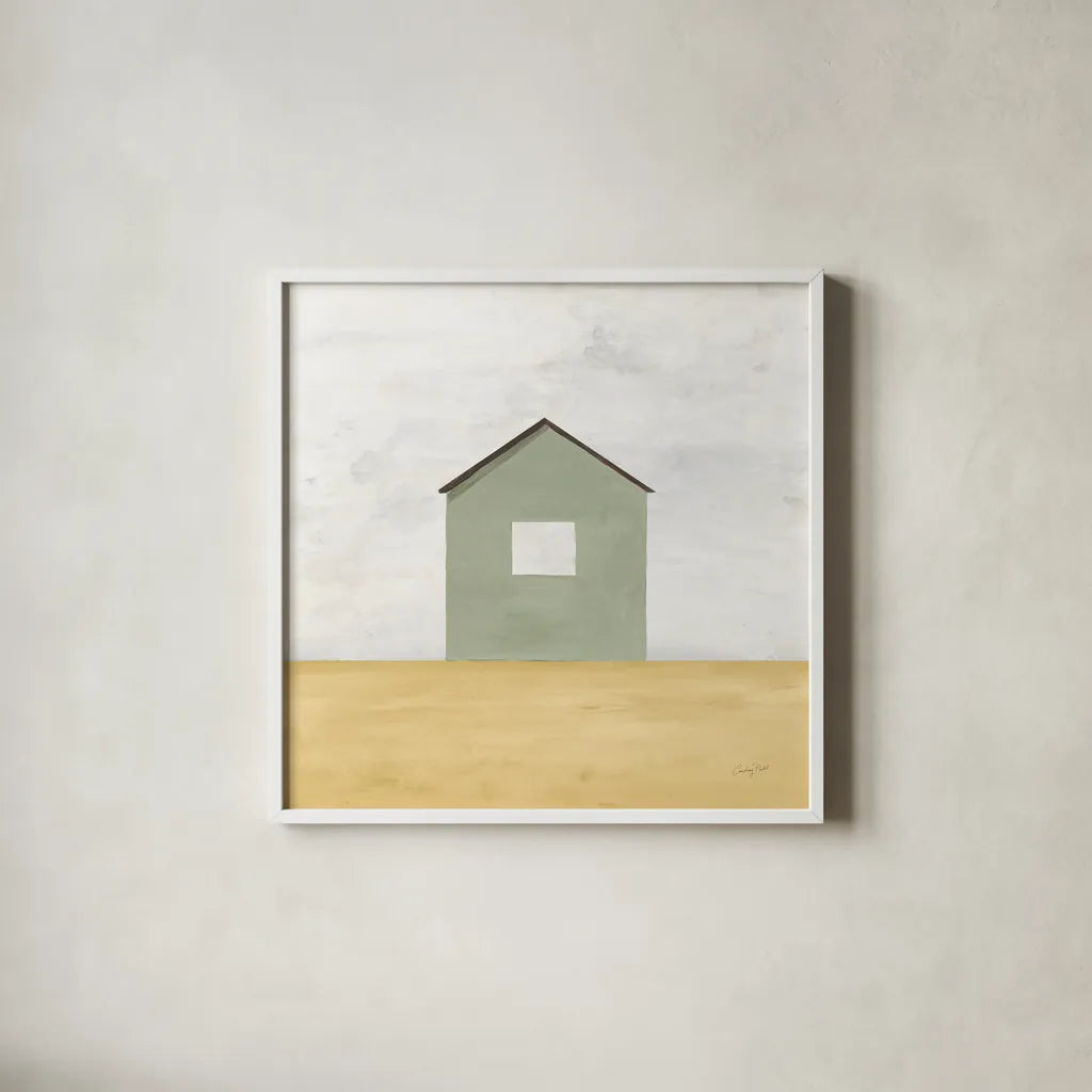 Rural Simplicity II by Courtney Prahl. Shown in a crisp white glass frame for a clean and minimalist style. Available as an archival giclee rolled canvas, fine art paper, or poster print. SKU 74101a.