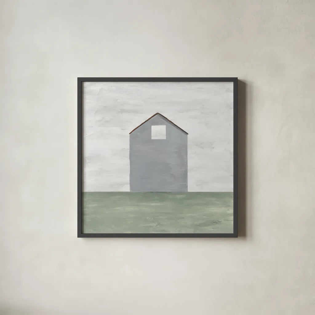 Rural Simplicity III by Courtney Prahl. Shown in a sleek black glass frame for a contemporary gallery look. Available as an archival giclee rolled canvas, fine art paper, or poster print. SKU 74102a.