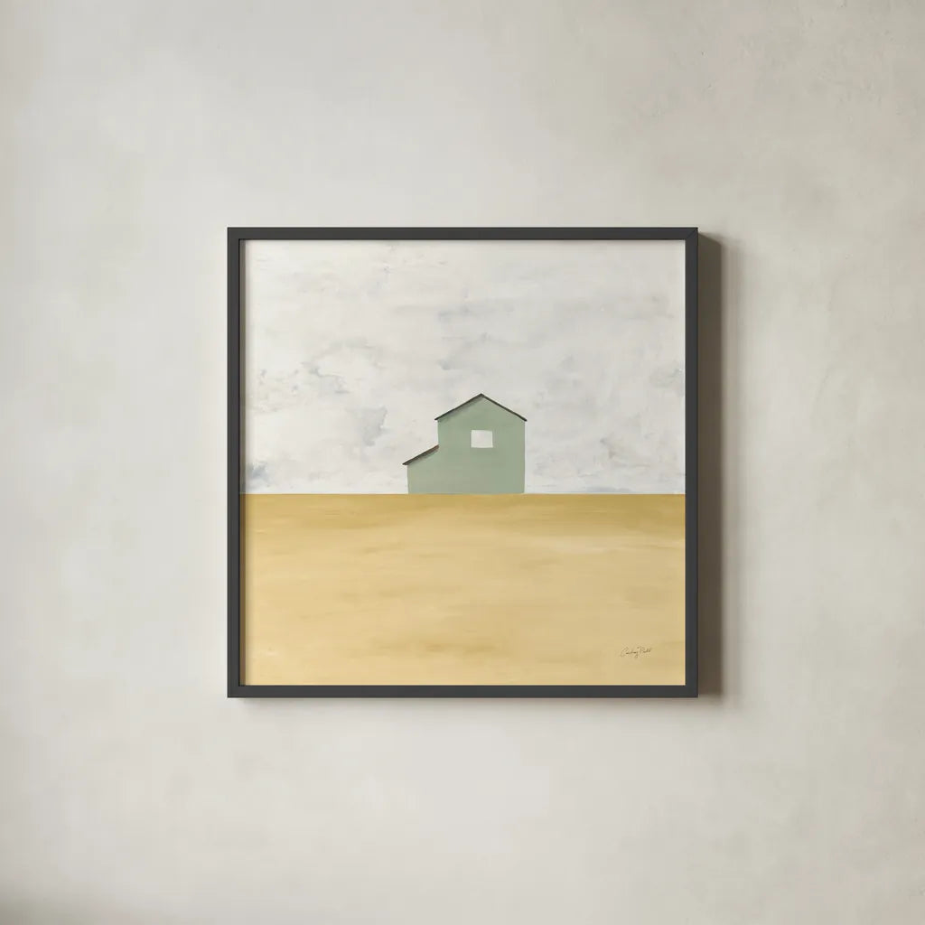 Rural Simplicity IV by Courtney Prahl. Shown in a sleek black glass frame for a contemporary gallery look. Available as an archival giclee rolled canvas, fine art paper, or poster print. SKU 74103a.
