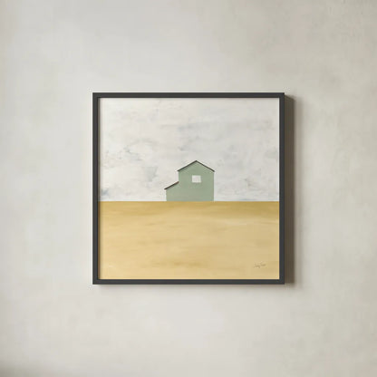 Rural Simplicity IV by Courtney Prahl. Shown in a sleek black glass frame for a contemporary gallery look. Available as an archival giclee rolled canvas, fine art paper, or poster print. SKU 74103a.