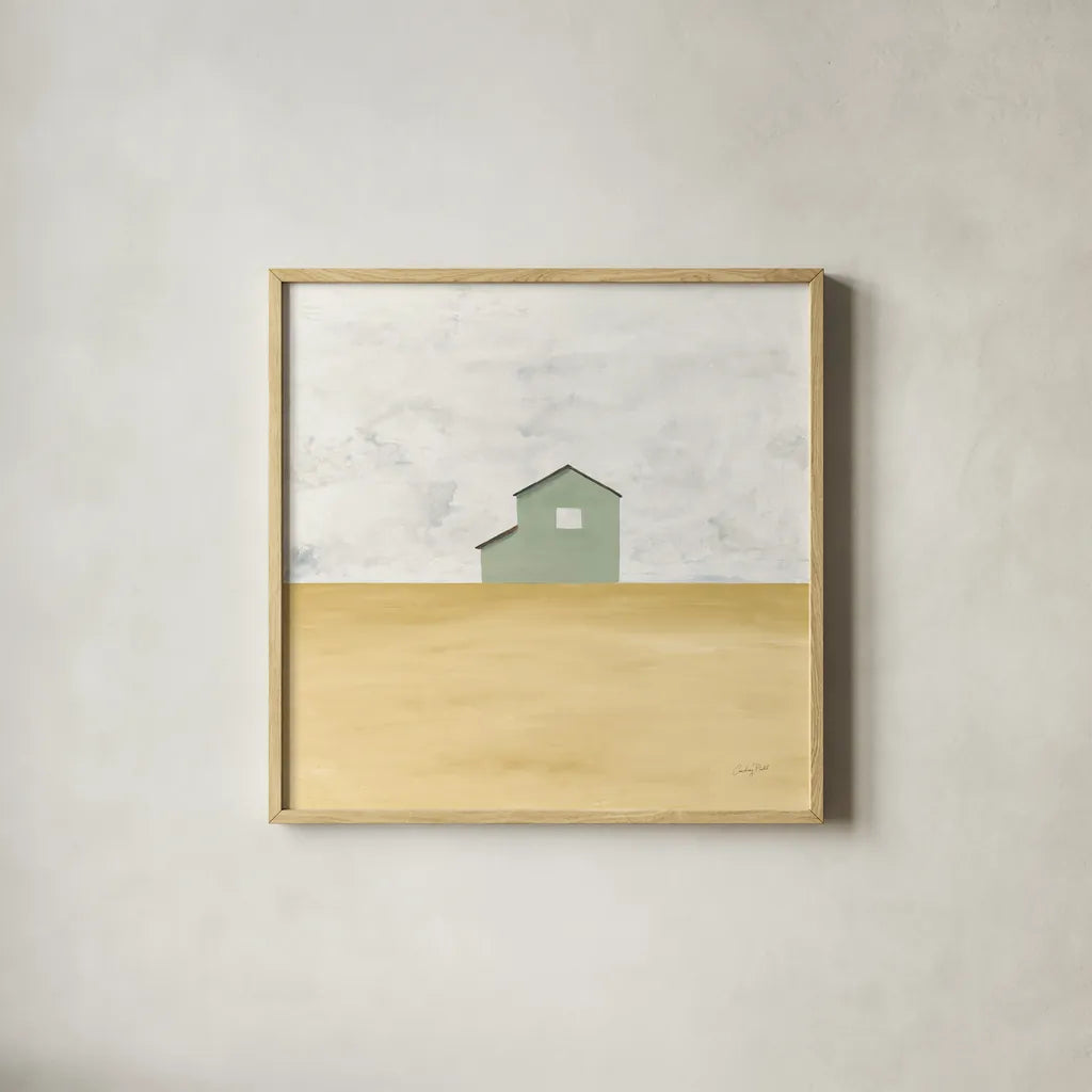 Rural Simplicity IV by Courtney Prahl. Shown in a natural wood glass frame for a timeless modern aesthetic. Available as an archival giclee rolled canvas, fine art paper, or poster print. SKU 74103a.