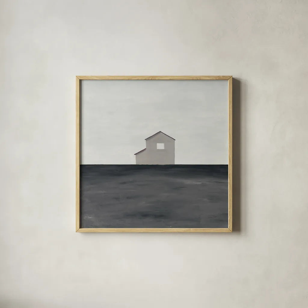 Rural Simplicity IV Neutral by Courtney Prahl. Shown in a natural wood glass frame for a timeless modern aesthetic. Available as an archival giclee rolled canvas, fine art paper, or poster print. SKU 80509a.