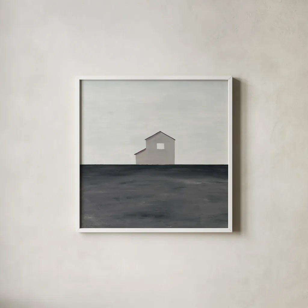 Rural Simplicity IV Neutral by Courtney Prahl. Shown in a crisp white glass frame for a clean and minimalist style. Available as an archival giclee rolled canvas, fine art paper, or poster print. SKU 80509a.