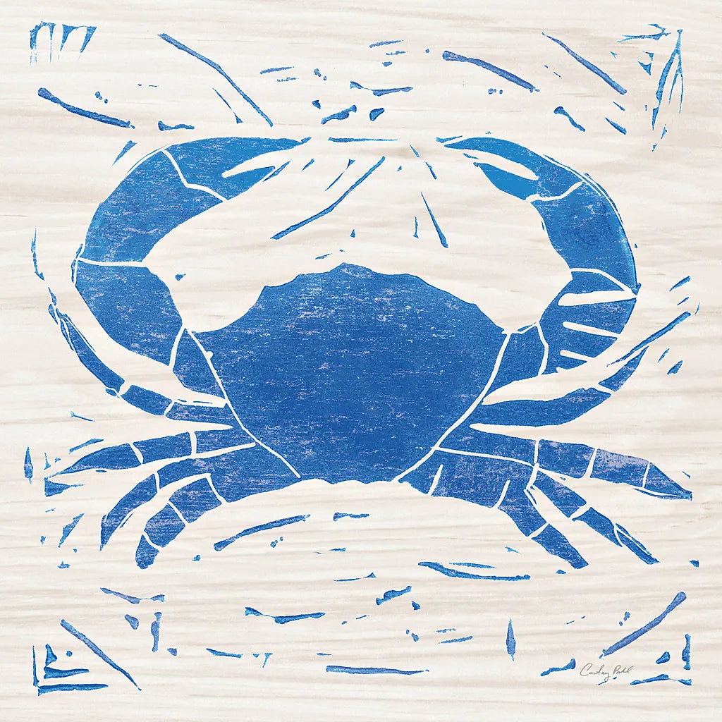 Sea Creature Crab Blue by Courtney Prahl. SKU 21278a. Archival Giclee Fine art print for wall decor.