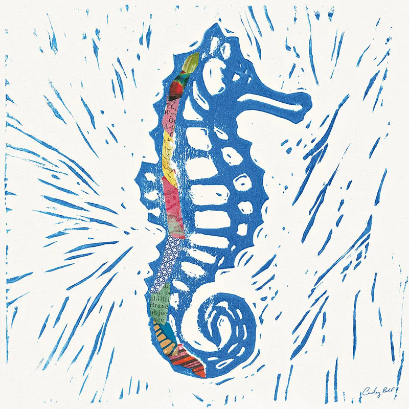 Sea Creature Seahorse Color Square by Courtney Prahl. SKU 13927a. Archival Giclee Fine art print for wall decor.