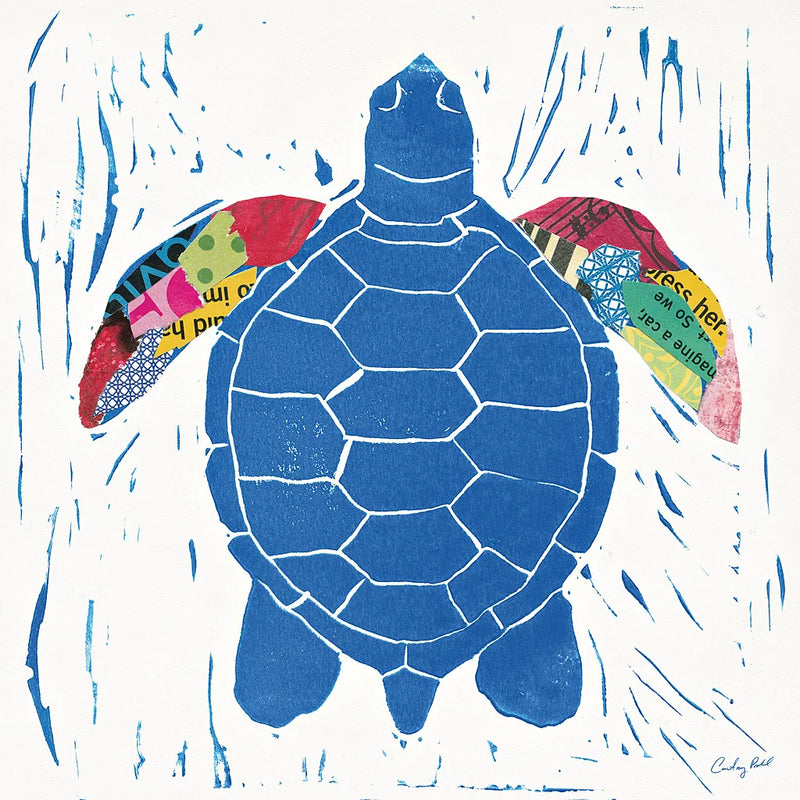 Sea Creature Turtle Color Square by Courtney Prahl. SKU 13926a. Archival Giclee Fine art print for wall decor.