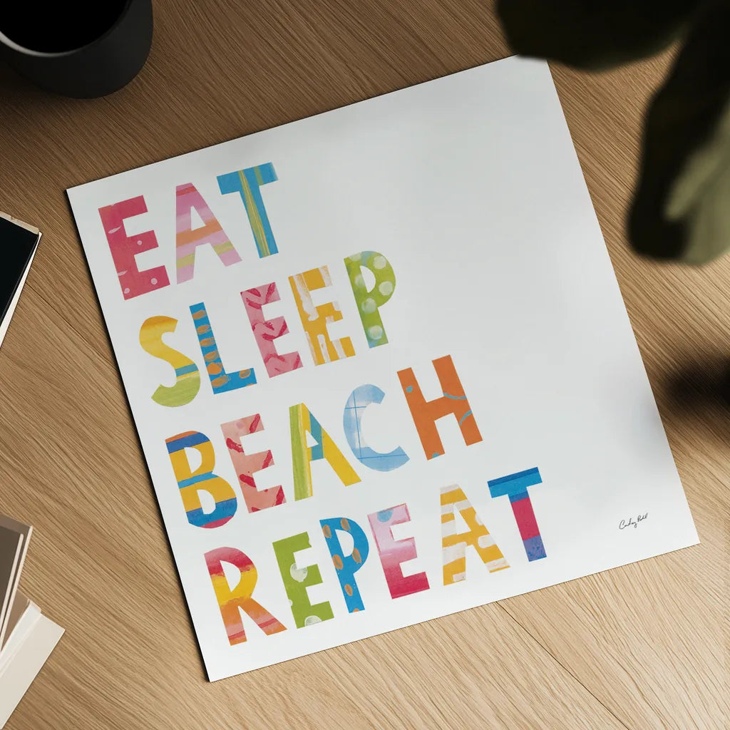 Sea Sand Sun I by Courtney Prahl. Shown as a detailed flat fine art print, highlighting archival giclee quality. Available as an archival giclee rolled canvas, fine art paper, or poster print. SKU 58952a.