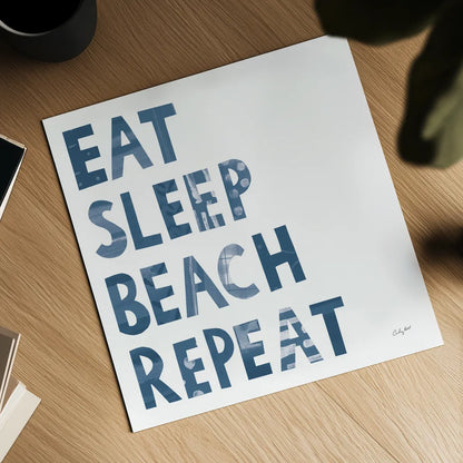 Sea Sand Sun I by Courtney Prahl. Shown as a detailed flat fine art print, highlighting archival giclee quality. Available as an archival giclee rolled canvas, fine art paper, or poster print. SKU 75511a.