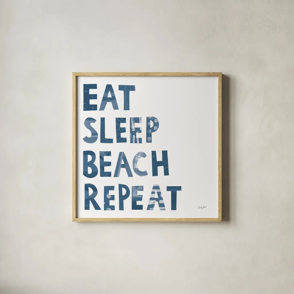 Sea Sand Sun I by Courtney Prahl. Shown in a natural wood glass frame for a timeless modern aesthetic. Available as an archival giclee rolled canvas, fine art paper, or poster print. SKU 75511a.