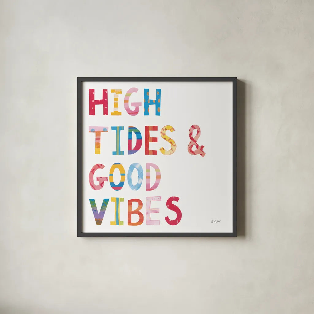 Sea Sand Sun II by Courtney Prahl. Shown in a sleek black glass frame for a contemporary gallery look. Available as an archival giclee rolled canvas, fine art paper, or poster print. SKU 58953a.