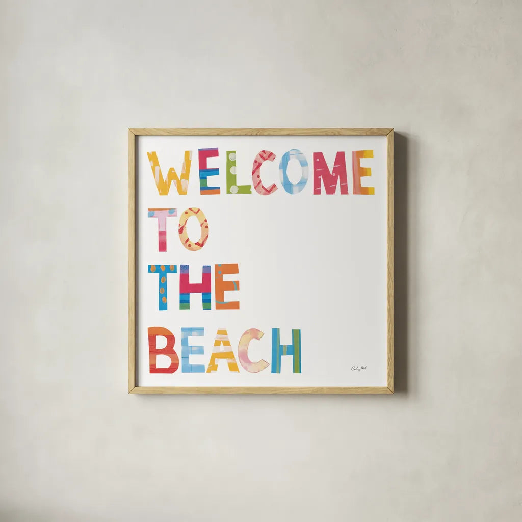 Sea Sand Sun III by Courtney Prahl. Shown in a natural wood glass frame for a timeless modern aesthetic. Available as an archival giclee rolled canvas, fine art paper, or poster print. SKU 58954a.