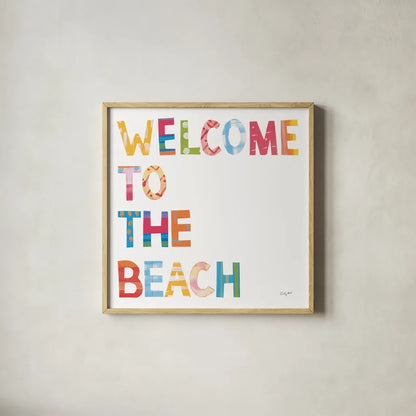 Sea Sand Sun III by Courtney Prahl. Shown in a natural wood glass frame for a timeless modern aesthetic. Available as an archival giclee rolled canvas, fine art paper, or poster print. SKU 58954a.