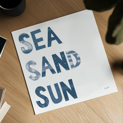 Sea Sand Sun IV by Courtney Prahl. Shown as a detailed flat fine art print, highlighting archival giclee quality. Available as an archival giclee rolled canvas, fine art paper, or poster print. SKU 75512a.