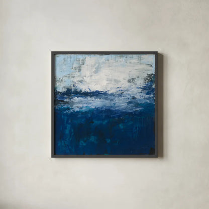 Seaside Escape I by Courtney Prahl. Shown in a sleek black glass frame for a contemporary gallery look. Available as an archival giclee rolled canvas, fine art paper, or poster print. SKU 61963a.