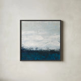 Seaside Escape IV by Courtney Prahl. Shown in a sleek black glass frame for a contemporary gallery look. Available as an archival giclee rolled canvas, fine art paper, or poster print. SKU 61966a.