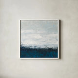 Seaside Escape IV by Courtney Prahl. Shown in a crisp white glass frame for a clean and minimalist style. Available as an archival giclee rolled canvas, fine art paper, or poster print. SKU 61966a.