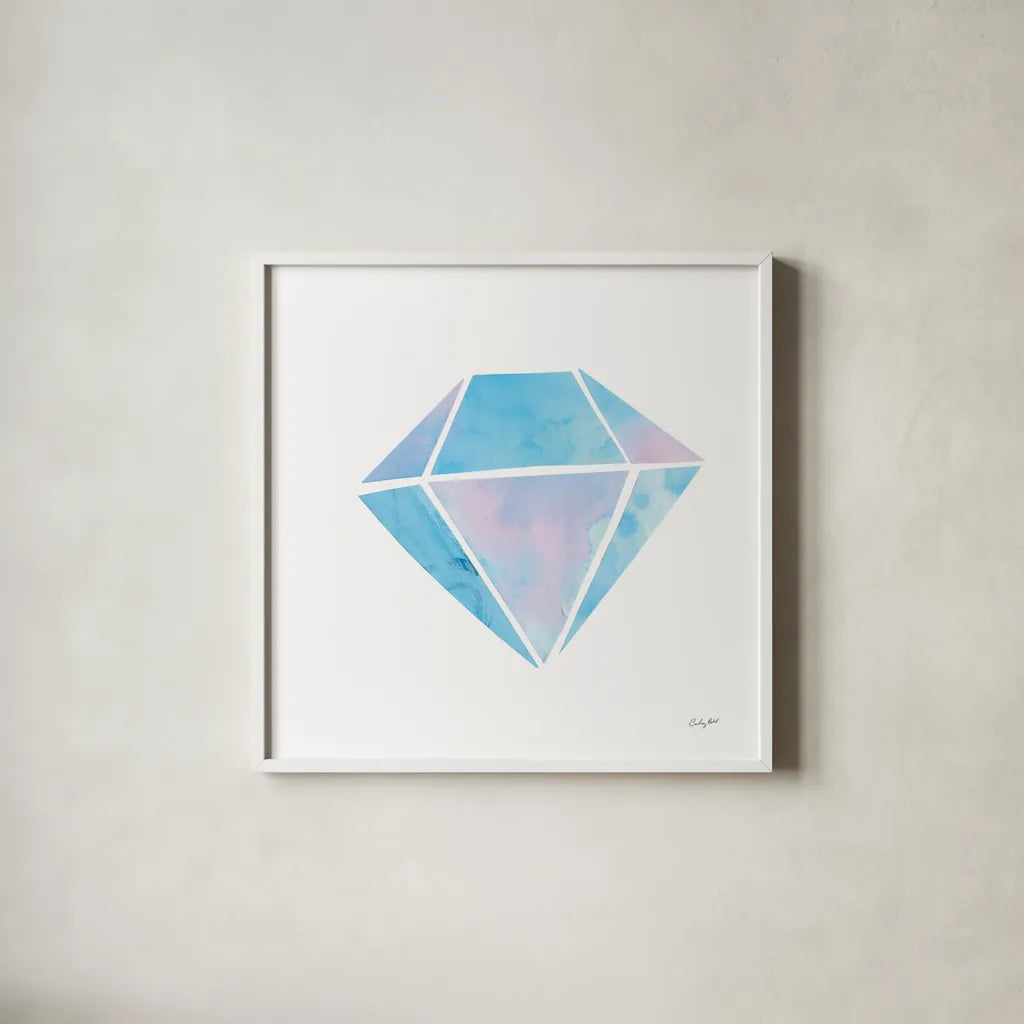 Shine III by Courtney Prahl. Shown in a crisp white glass frame for a clean and minimalist style. Available as an archival giclee rolled canvas, fine art paper, or poster print. SKU 55565a.