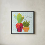 Southwest Cactus II by Courtney Prahl. Shown in a sleek black glass frame for a contemporary gallery look. Available as an archival giclee rolled canvas, fine art paper, or poster print. SKU 37390a.