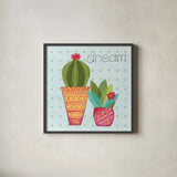 Southwest Cactus IV by Courtney Prahl. Shown in a sleek black glass frame for a contemporary gallery look. Available as an archival giclee rolled canvas, fine art paper, or poster print. SKU 37392a.