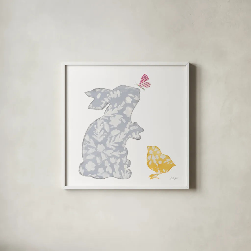 Spring Has Sprung I by Courtney Prahl. Shown in a crisp white glass frame for a clean and minimalist style. Available as an archival giclee rolled canvas, fine art paper, or poster print. SKU 43715a.