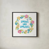 Spring Has Sprung II by Courtney Prahl. Shown in a sleek black glass frame for a contemporary gallery look. Available as an archival giclee rolled canvas, fine art paper, or poster print. SKU 43716a.