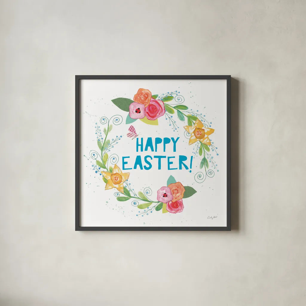 Spring Has Sprung III by Courtney Prahl. Shown in a sleek black glass frame for a contemporary gallery look. Available as an archival giclee rolled canvas, fine art paper, or poster print. SKU 43717a.